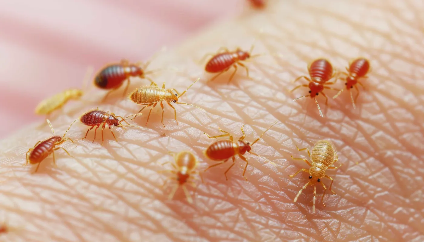 Punaises de lit visibles sur la peau humaine – infestation de punaises de lit provoquant des piqûres et démangeaisons cutanées